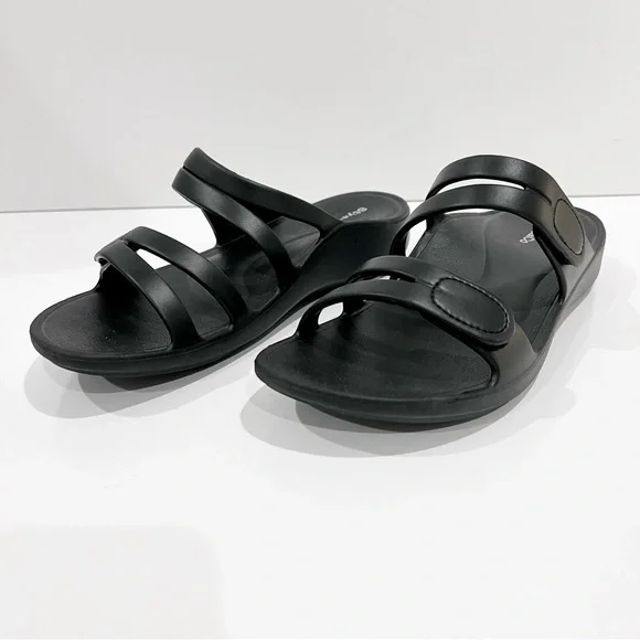 Style & Co Jessaa Double Band Slide Sandals EVA Adjustable Strap Black 9 NEW - Picture 3 of 10